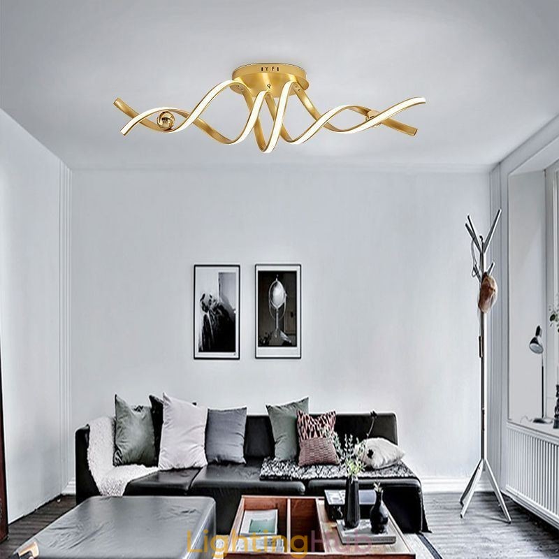 Modern Flush Mount Aluminum Art Spiral Ceiling Lamp Light