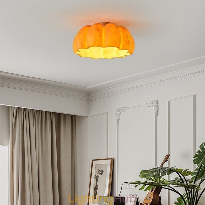 Single head Pumpkin Flush Mount Japanese Retro Ceiling Lights