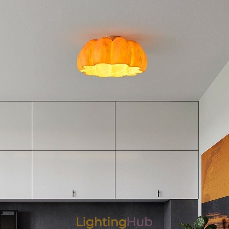 Single head Pumpkin Flush Mount Japanese Retro Ceiling Lights