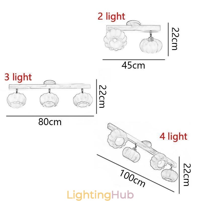 Double Small Pumpkin Flush Mount Japanese Retro Ceiling Light