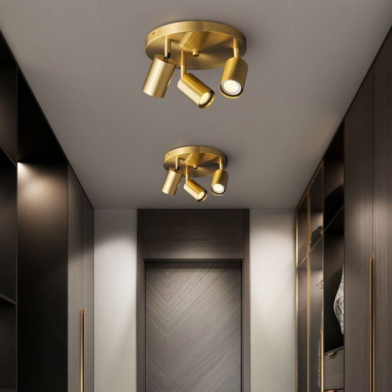 Modern Flush Mount Golden Black Flush Mount with 3 Lights Copper Art Home Lighting