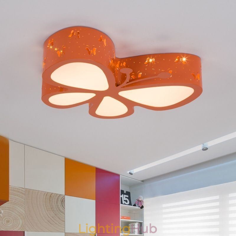 Butterfly Flush Mount Contemporary Metal Ceiling Fixture