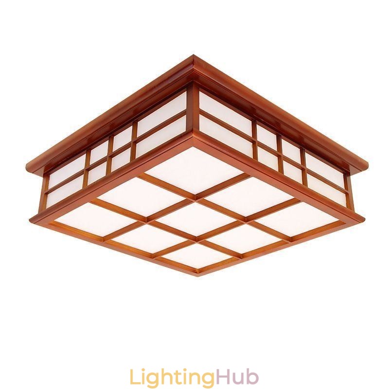Retro Style Ceiling Light Wooden Flush Mount