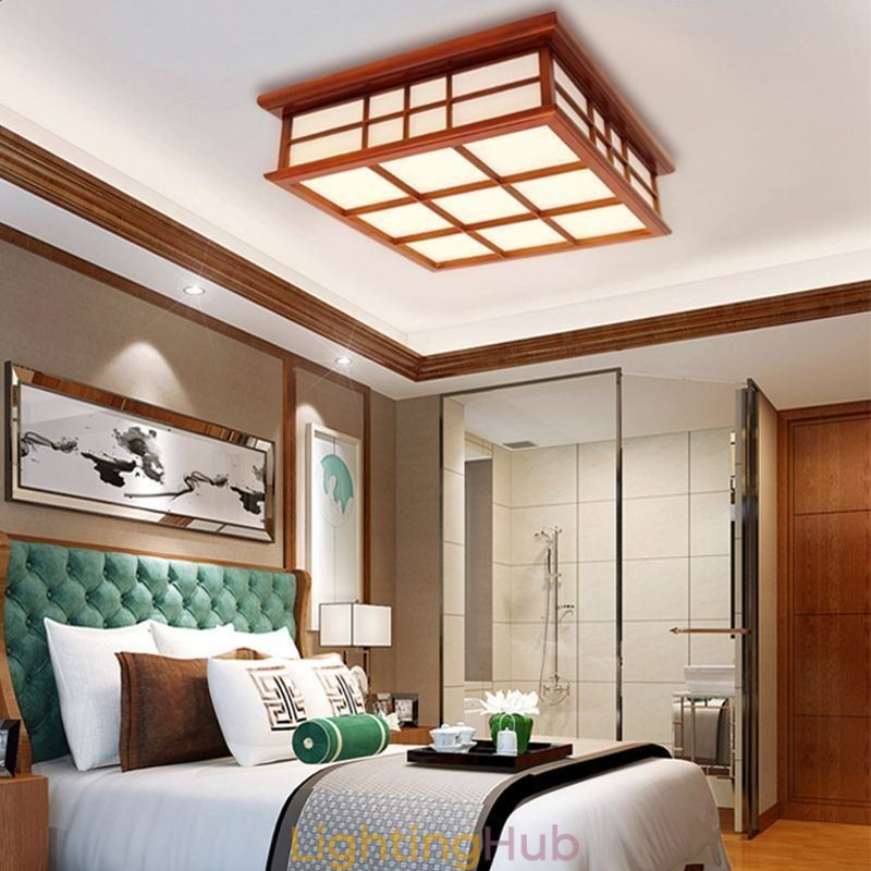 Retro Style Ceiling Light Wooden Flush Mount