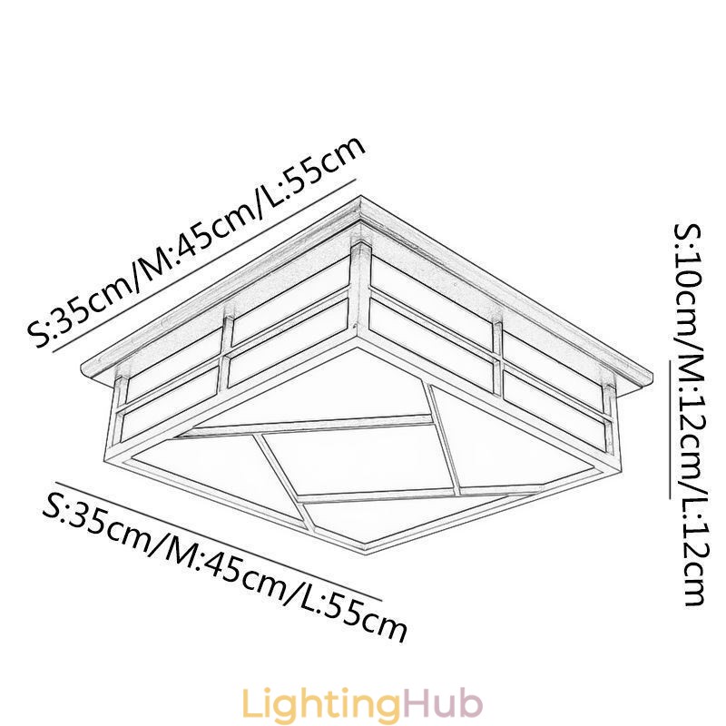 Retro Style Ceiling Light Square Flush Mount