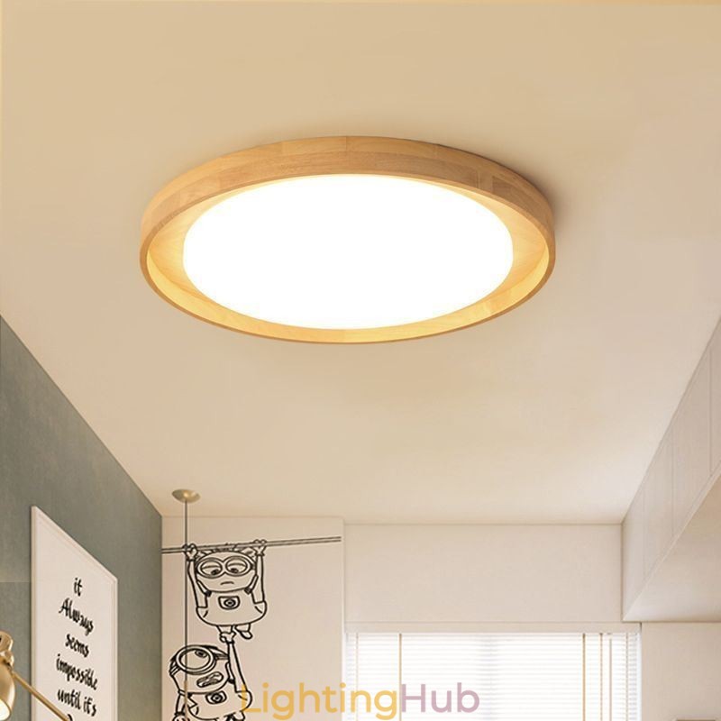 Modern Ceiling Light Wooden Acrylic Round Ceiling Light