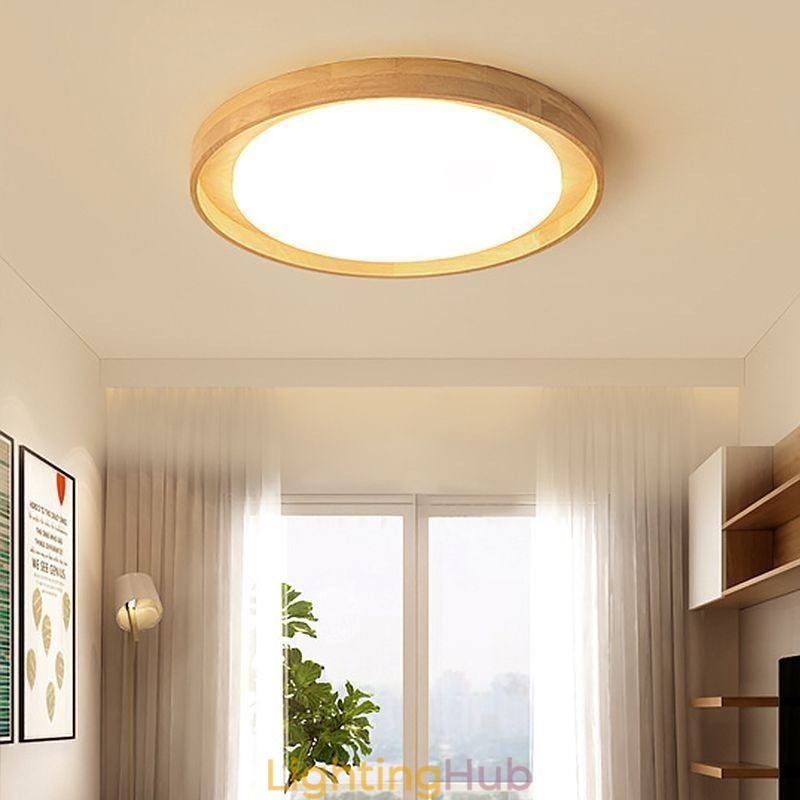 Modern Ceiling Light Wooden Acrylic Round Ceiling Light