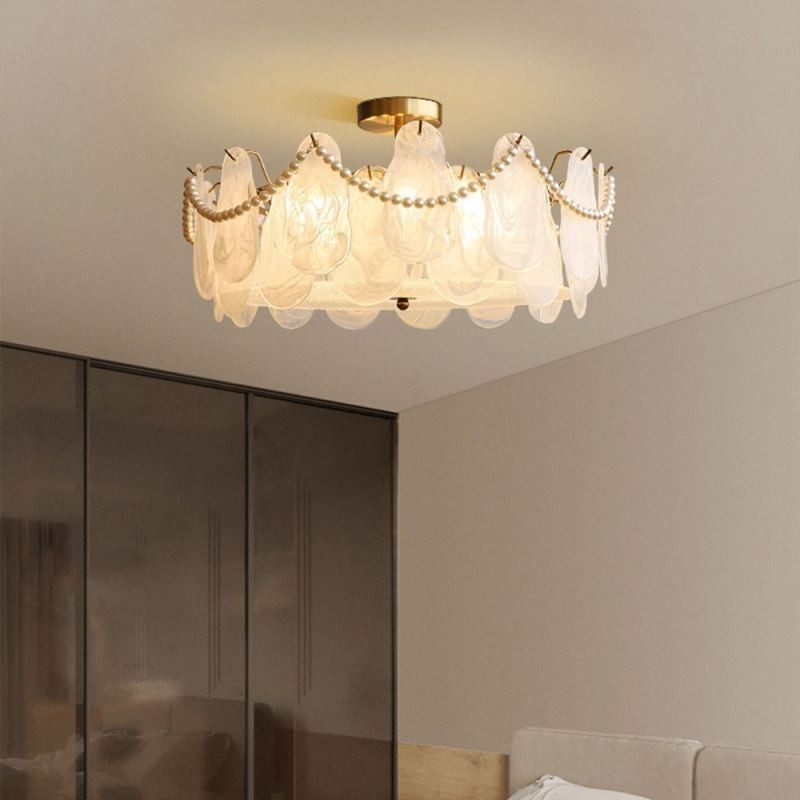 European Iron Ceiling Light Elegant Glass Ceiling Lamp