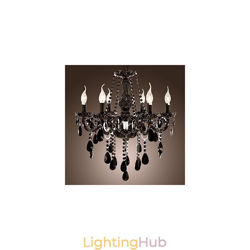 Chandelier Black Crystal Modern 6 Lights