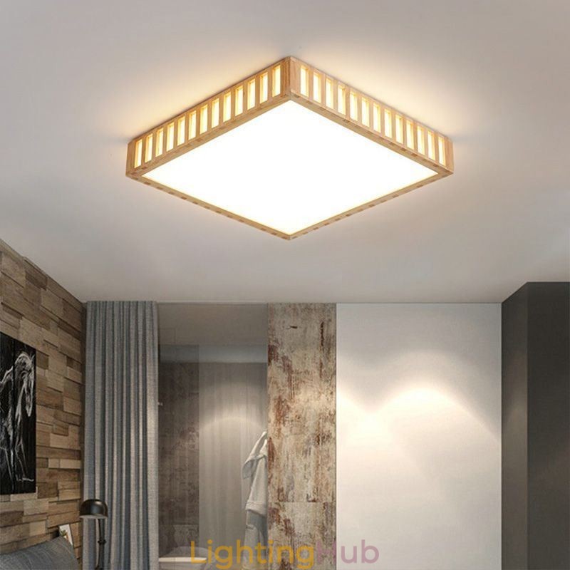 Japanese Ceiling Lamp Square Wood Ceiling Lamp