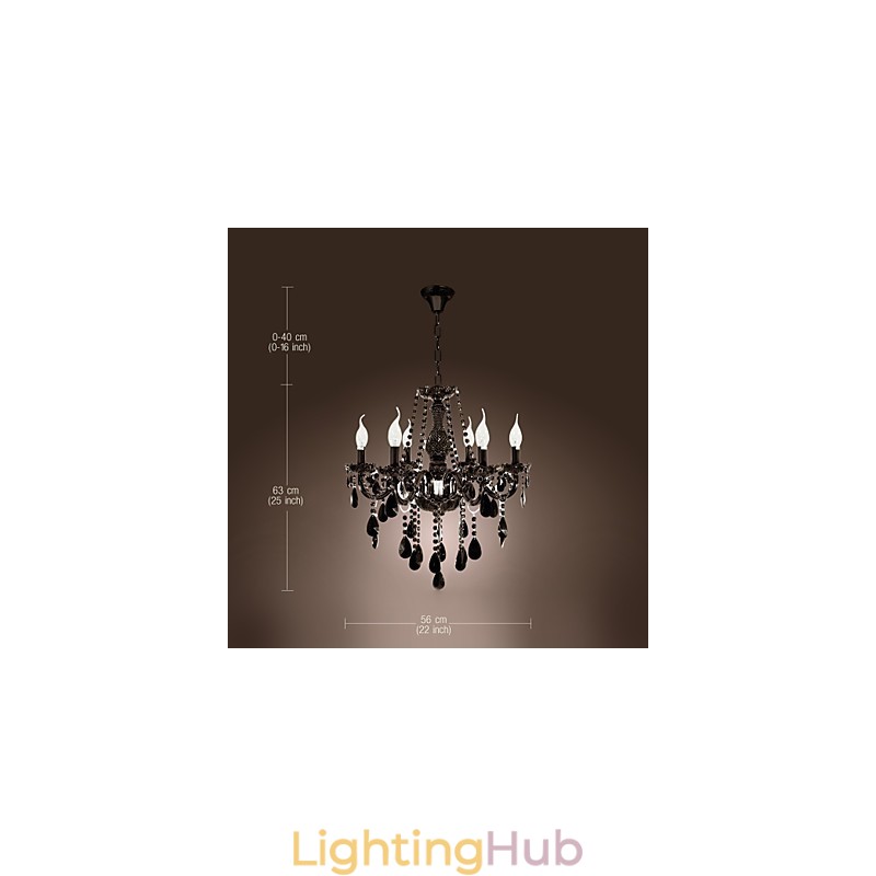 Chandelier Black Crystal Modern 6 Lights