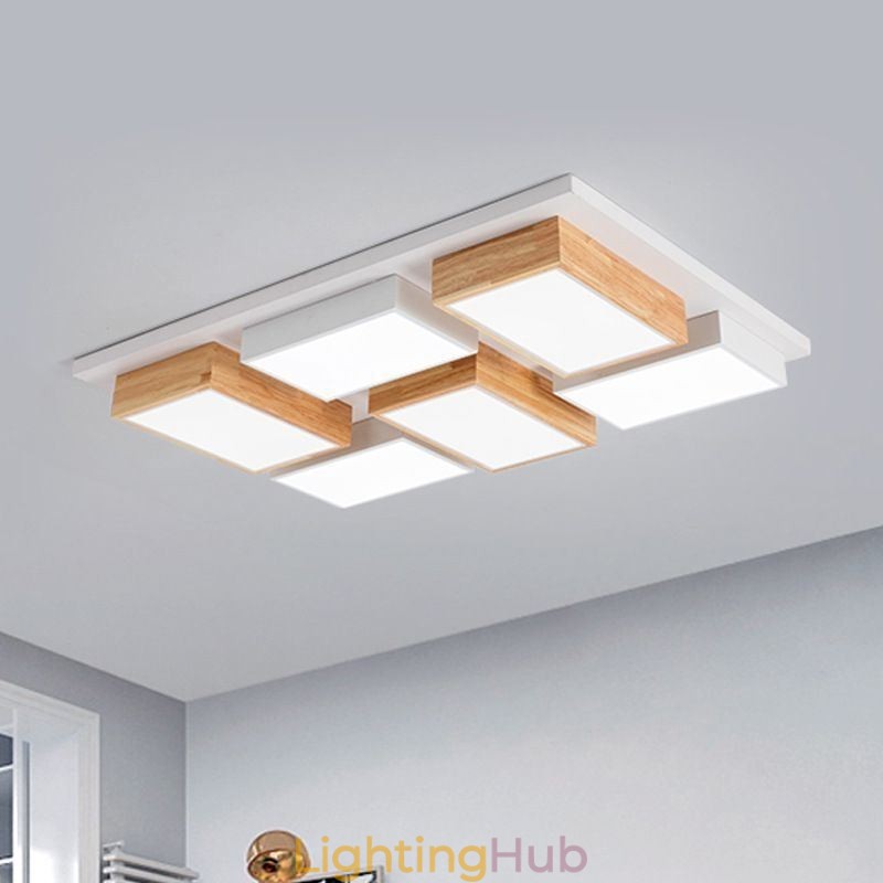 Modern Acrylic Ceiling Light Geometric Wood Ceiling Lamp