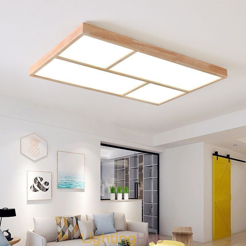 Modern Ceiling Light Minimalist Wood Style Flush Mount Ceiling Light Fixture