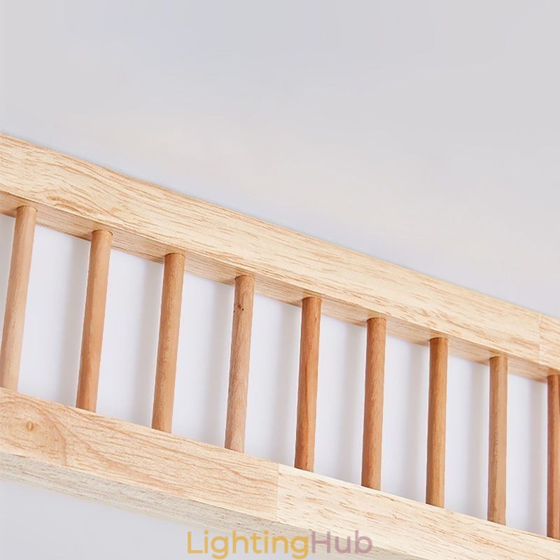 Japanese Acrylic Ceiling Light Rectangular Rubber Wood Ceiling Light