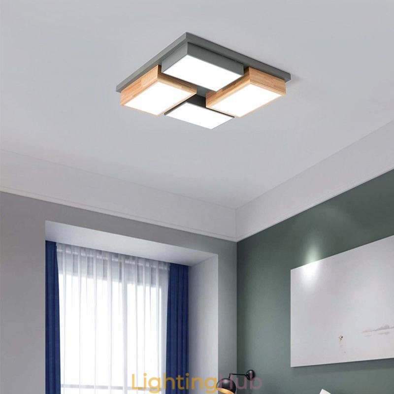 Modern Ceiling Light Geometric Wood Ceiling Lamp