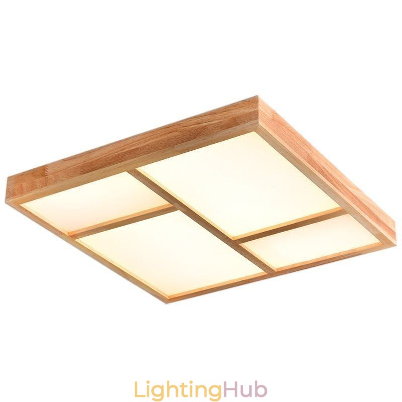 Japanese Acrylic Ceiling Light Geometric Wood Ceiling Lamp