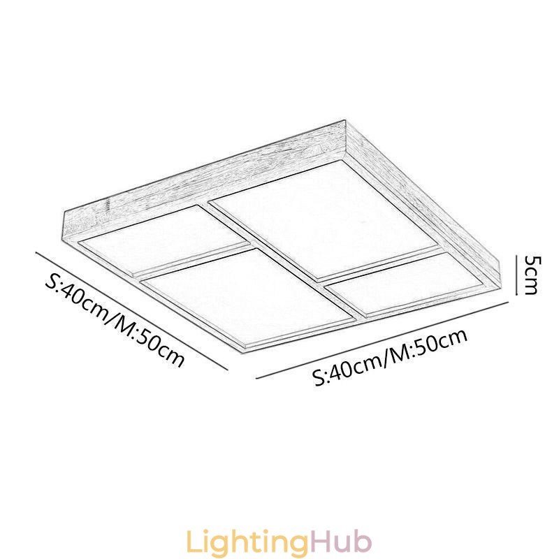 Japanese Acrylic Ceiling Light Geometric Wood Ceiling Lamp