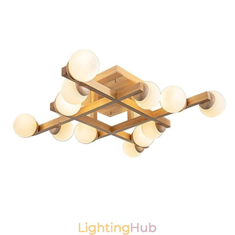 Japanese Wood Ceiling Light Magic Bean Molecular Ceiling Lamp