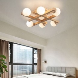 Japanese Wood Ceiling Light Magic Bean Molecular Ceiling Lamp