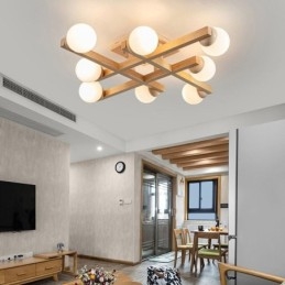 Japanese Wood Ceiling Light Magic Bean Molecular Ceiling Lamp