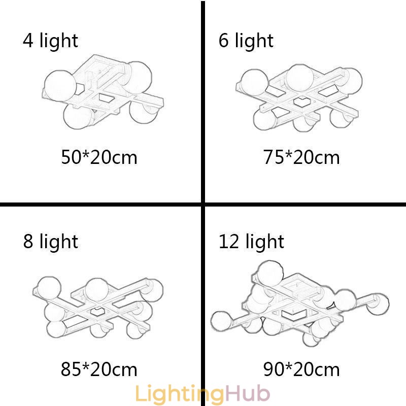 Japanese Wood Ceiling Light Magic Bean Molecular Ceiling Lamp