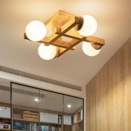 Japanese Wood Ceiling Light Magic Bean Molecular Ceiling Lamp