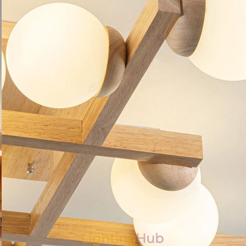 Japanese Wood Ceiling Light Magic Bean Molecular Ceiling Lamp