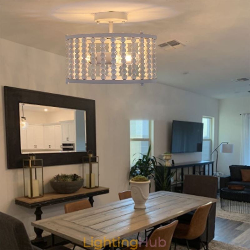 3 Light Ceiling Lighting Wood Bead Ceiling Lampway Foyer