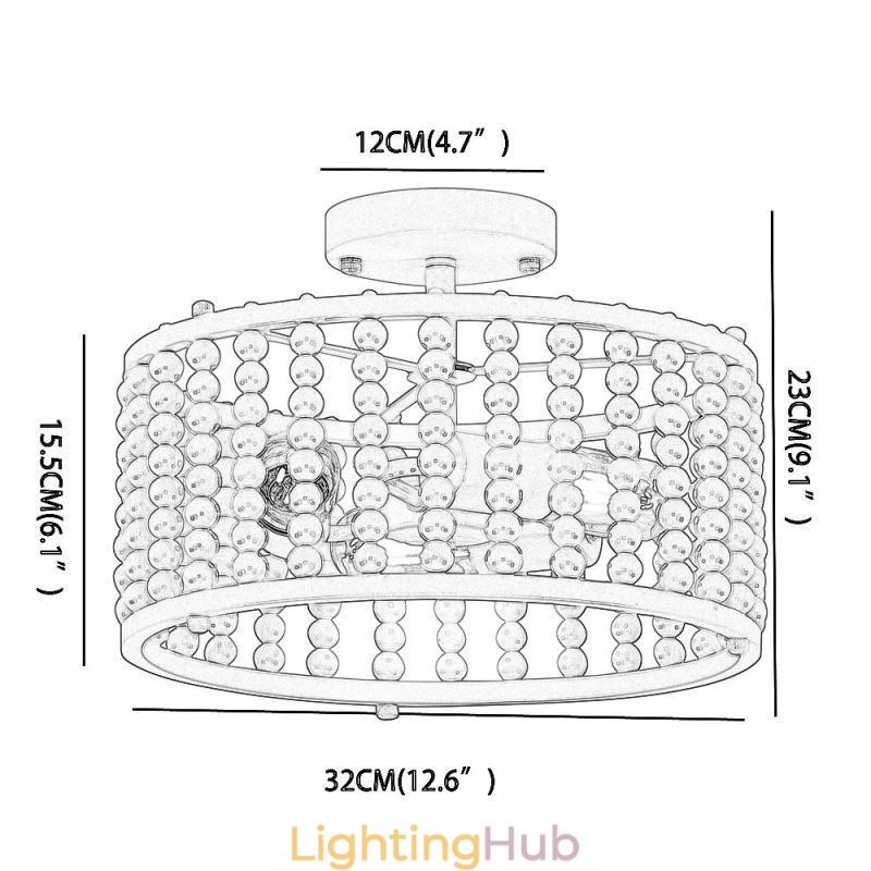 3 Light Ceiling Lighting Wood Bead Ceiling Lampway Foyer