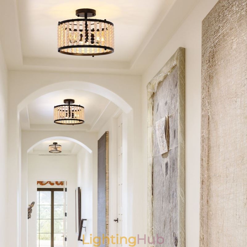 3 Light Ceiling Lighting Wood Bead Ceiling Lampway Foyer