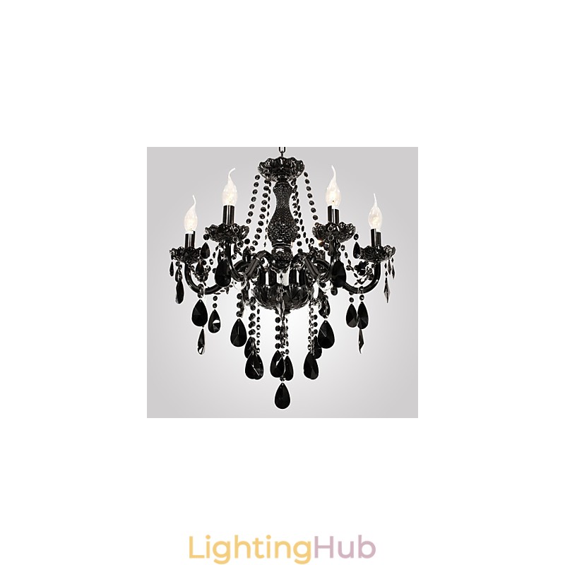 Chandelier Black Crystal Modern 6 Lights
