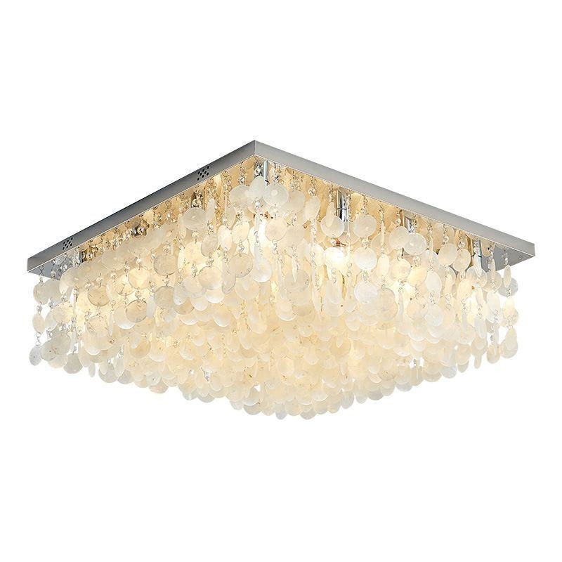 Modern White Shell Ceiling Light Fixture Flush Mount Chandelier