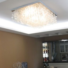 Modern White Shell Ceiling Light Fixture Flush Mount Chandelier