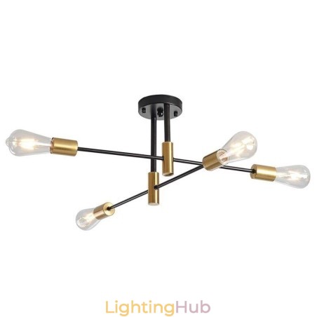 4 Lights Black Sputnik Chandelier Mid Century Semi Flush Mount Ceiling Light 4 Lights Black Sputnik Chandelier Mid Century Semi Flush Mount Ceiling Light