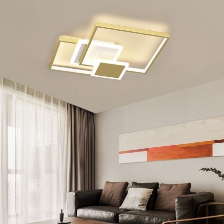 Modern Golden Flush Mount Geometric Light Fixture Ceiling Light 2 Layer Modern Golden Flush Mount Geometric Light Fixture Ceiling Light 2 Layer