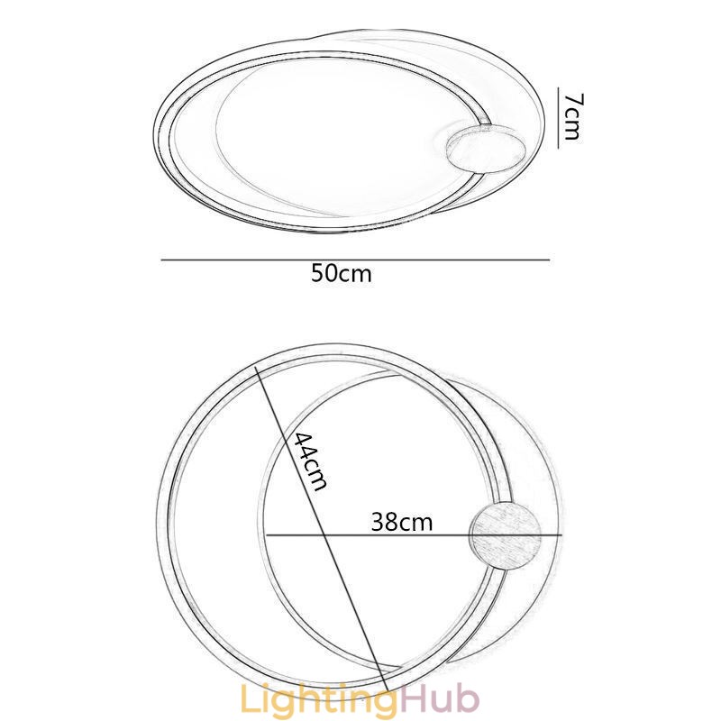 Modern Flush Mount Acrylic 2 Rings Ceiling Light Fixture