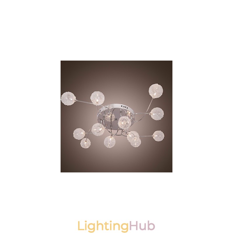 G4 12 light Iron Flush Mount Light with Aluminum Shades