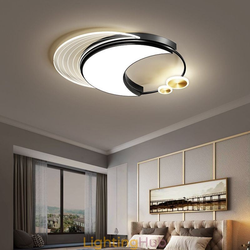 Dimmable Ceiling Light Modern Flush Mount Lighting Fixtures with Moon Shape 36W