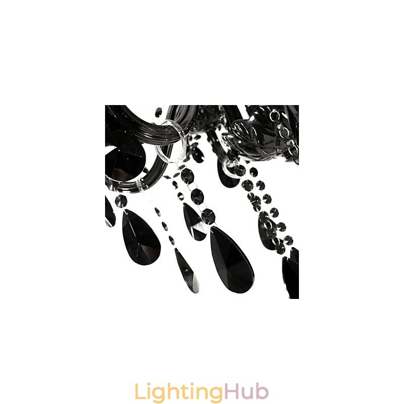 Chandelier Black Crystal Modern 6 Lights