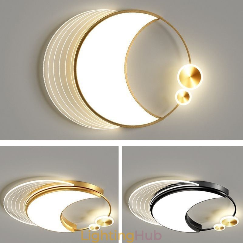 Dimmable Ceiling Light Modern Flush Mount Lighting Fixtures with Moon Shape 36W