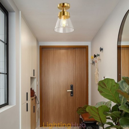 Contemporary Glass Flush Ceiling Light 1 Light Brass Finish Contemporary Glass Flush Ceiling Light 1 Light Brass Finish