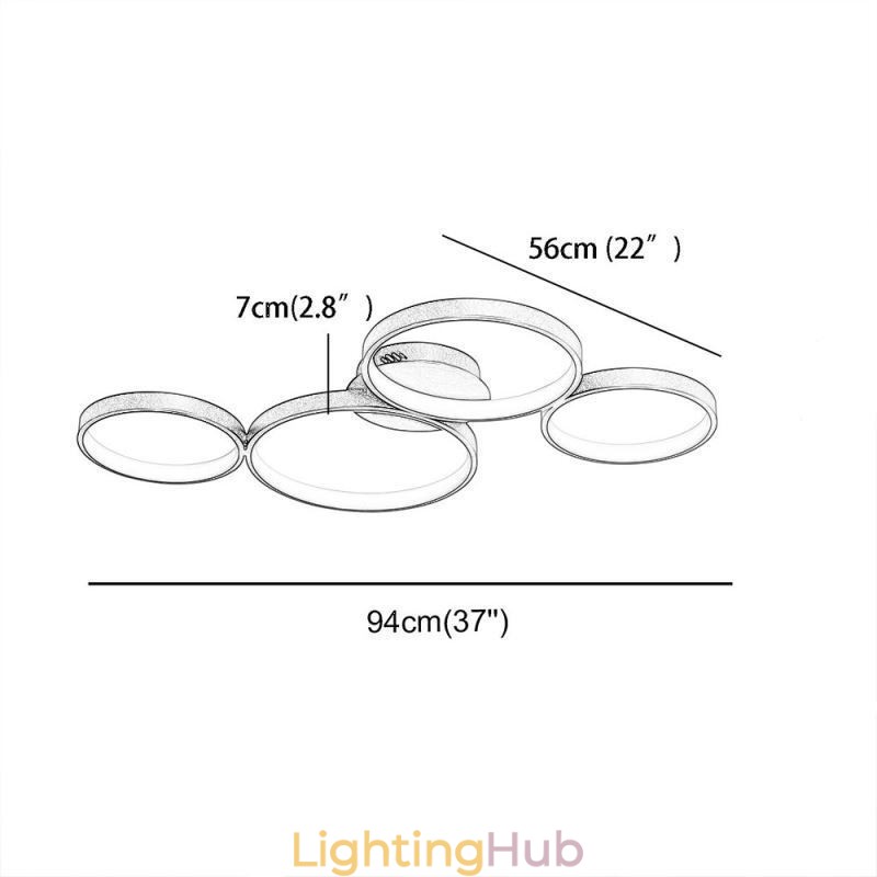 Ceiling Lamp 7200LM 4 Rings Lighting Fixture