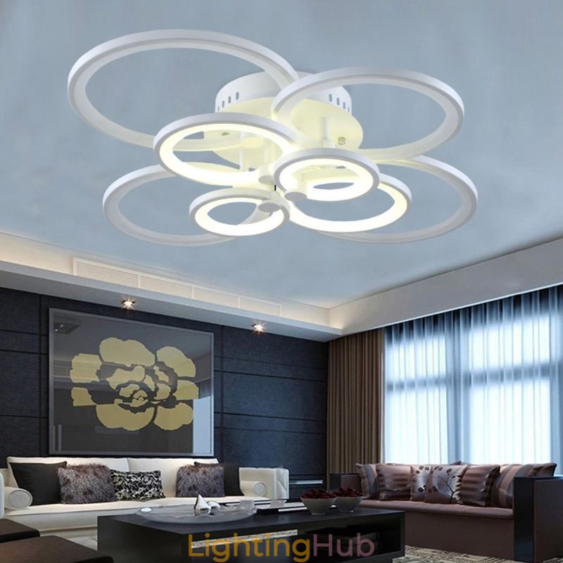 Dimmable Ceiling Light Modern Ring Circle Flush Mount Ceiling Lamp