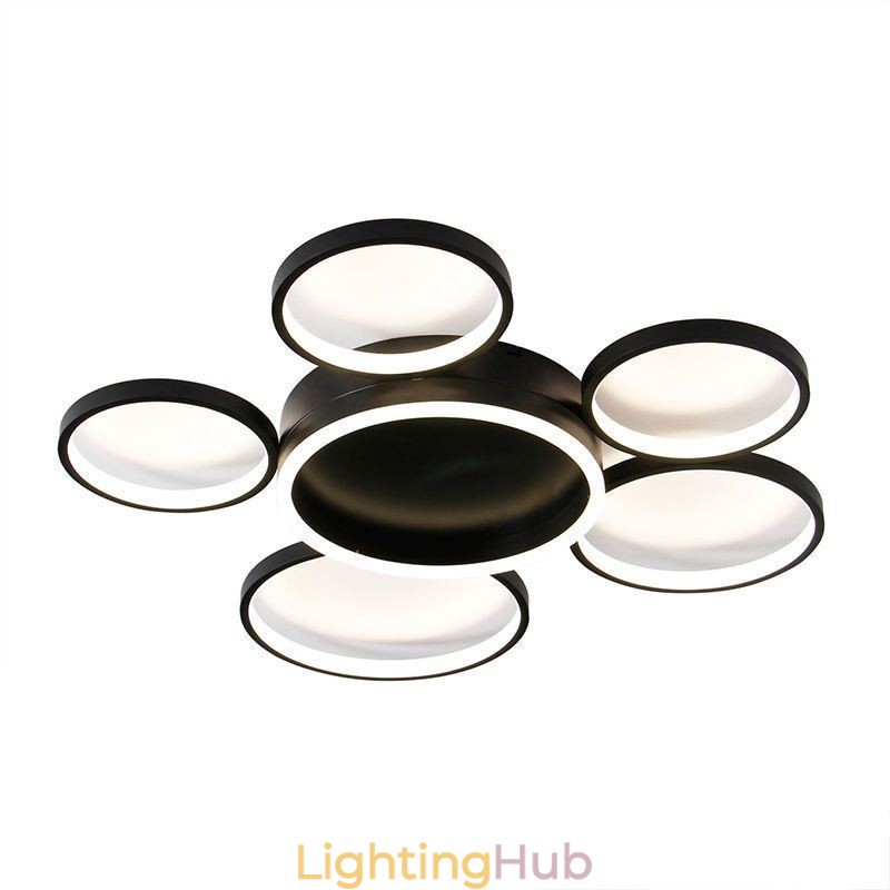 6 Ring Acrylic Flush Mount Modern Ceiling Light