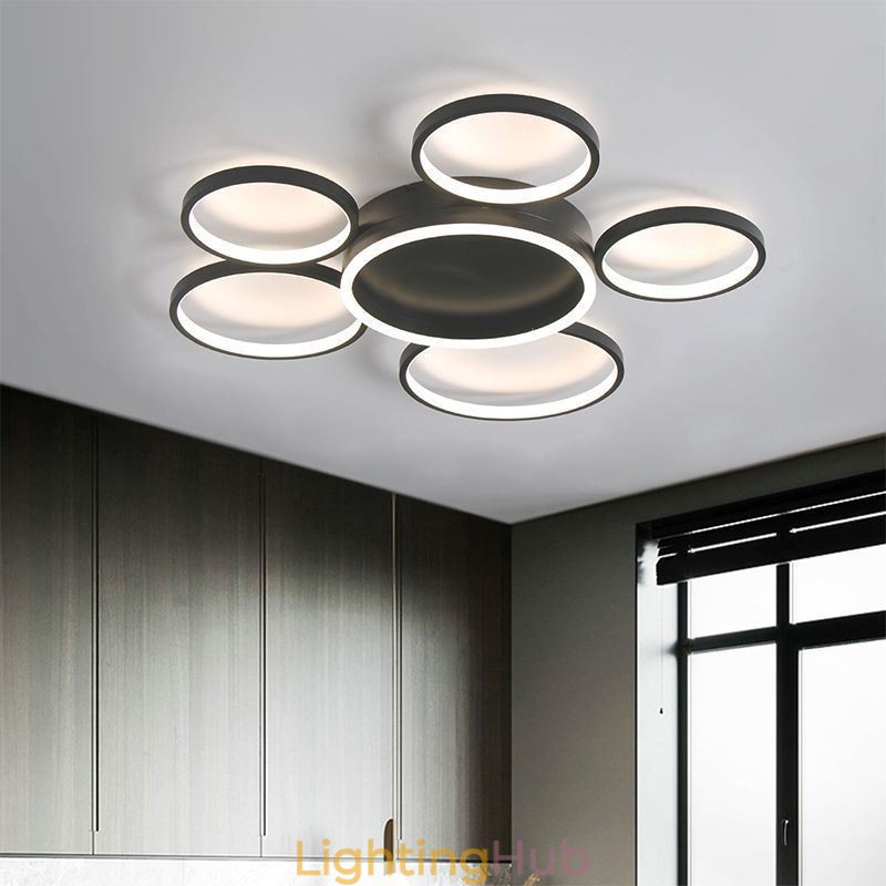 6 Ring Acrylic Flush Mount Modern Ceiling Light