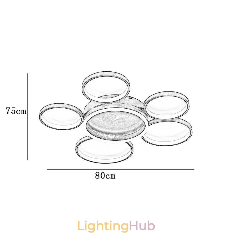 6 Ring Acrylic Flush Mount Modern Ceiling Light