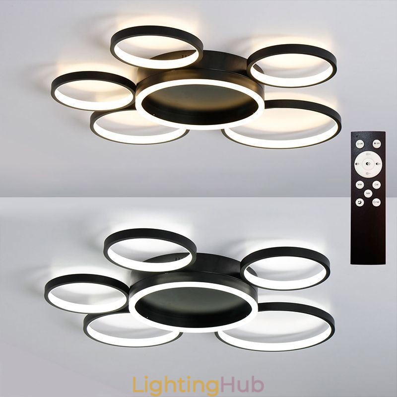 6 Ring Acrylic Flush Mount Modern Ceiling Light