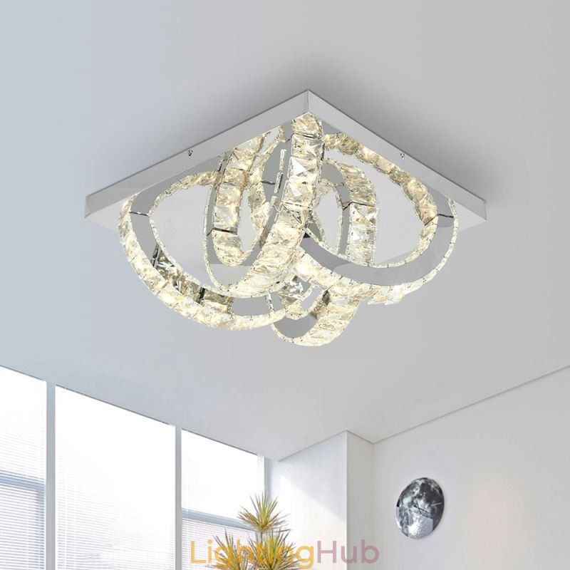 Semi Ring Flush Mount Crystal Ceiling Light