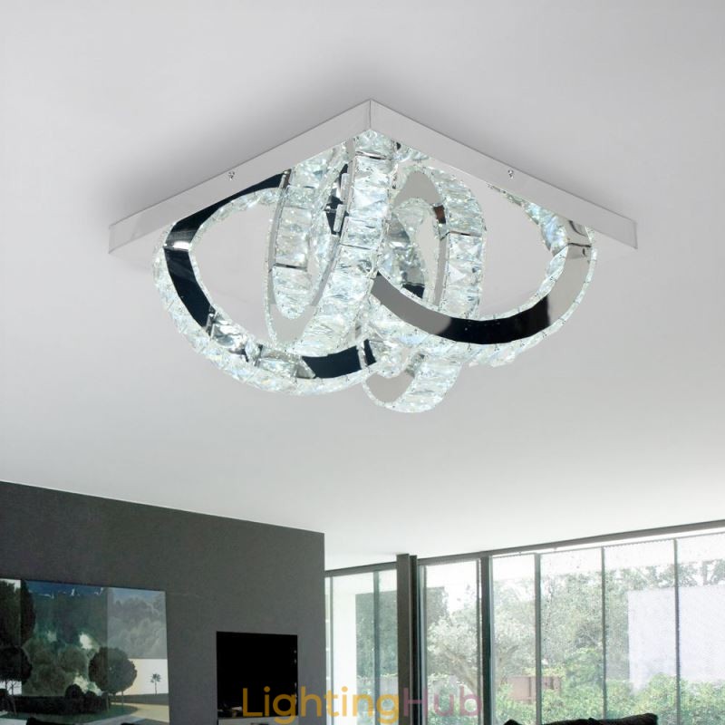 Semi Ring Flush Mount Crystal Ceiling Light