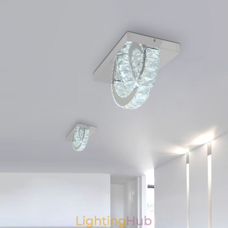 Semi Ring Flush Mount Crystal Ceiling Light